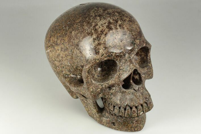 Carved Brown Rhyolite Stone Skull #199612